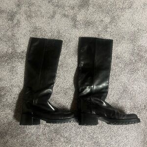 Elegant Black Leather Knee-High Boots